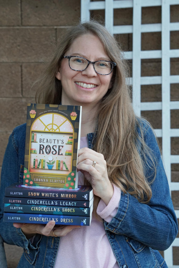 author Shonna Slayton with Beauty's Rose novel