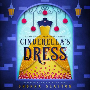Cover art for Cinderella's Dress showing a golden dress in the window of a department store